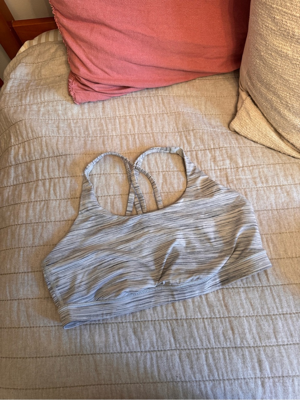 lululemon athletica Light Gray Striped Racerback Bralette